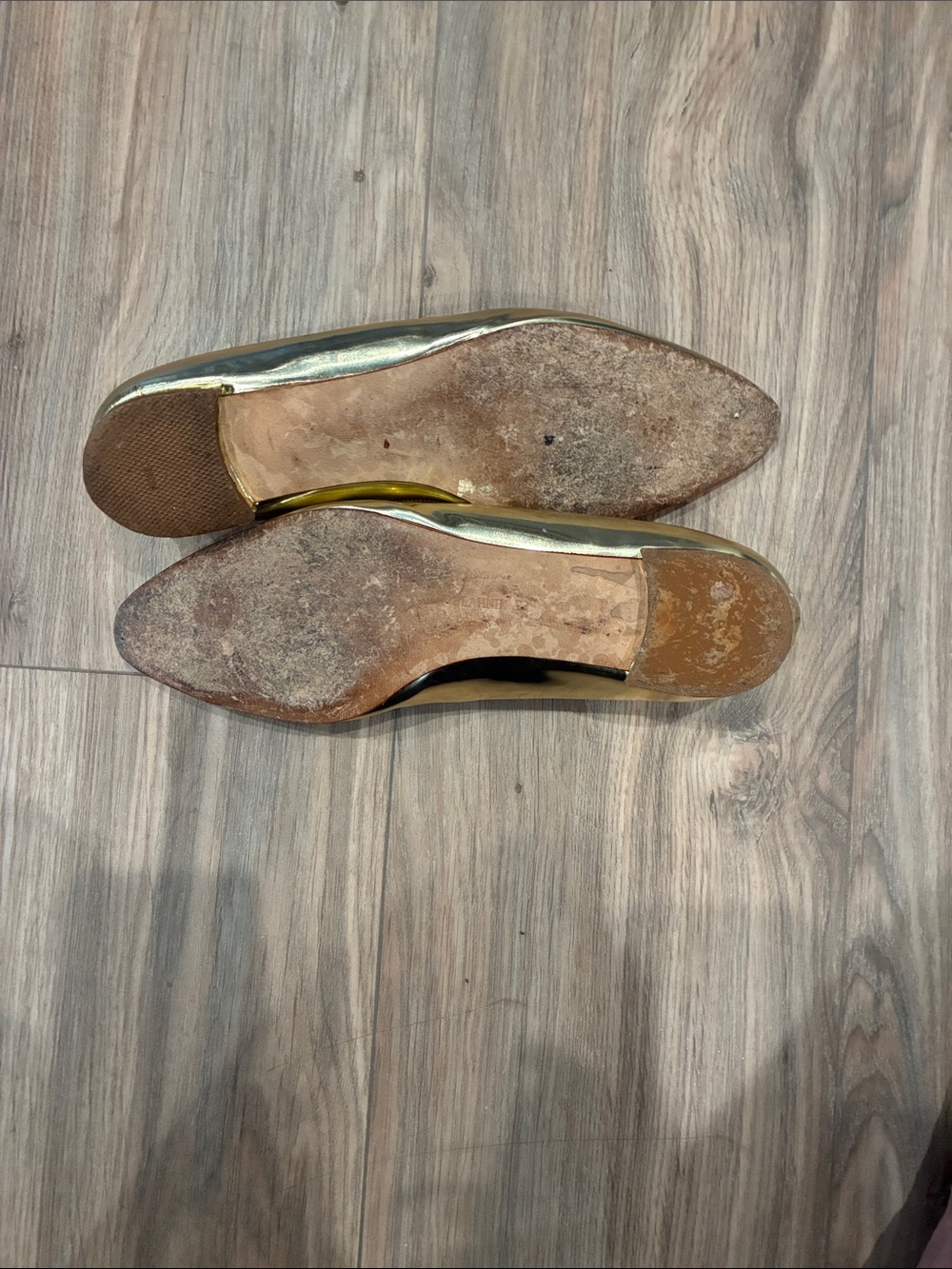 Manolo Blahnik Metallic Gold Pointed Ballet Flats SIZE 8 - Picture 2 of 6
